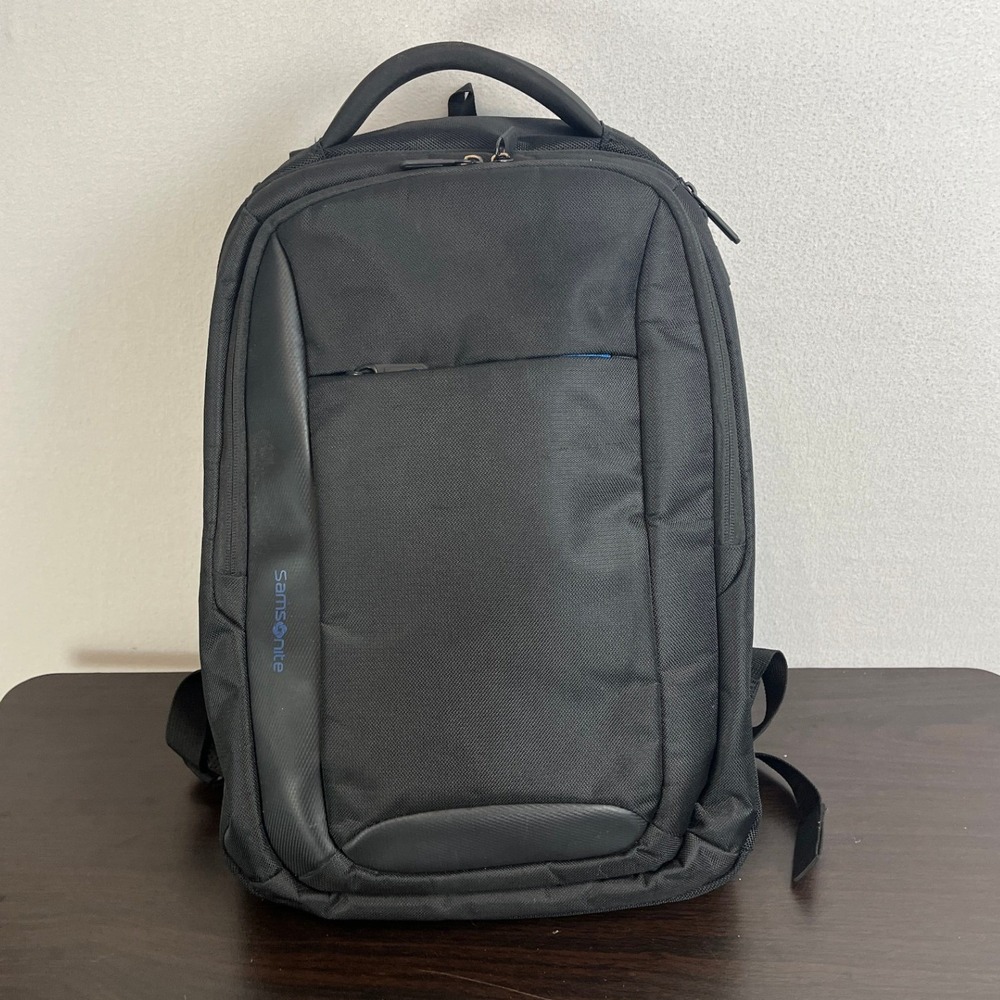Samsonite Laptop Backpack Black Ballistic Nylon Tech Bag Blue Interior Lining